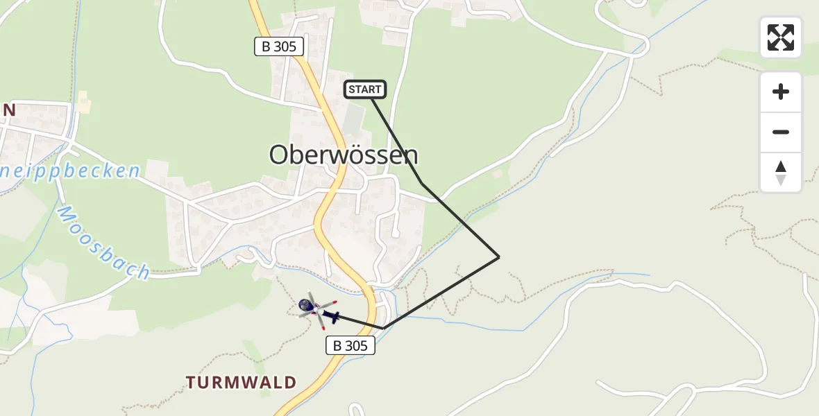 Flugroute Polizeihubschrauber Unterwössen - Unterwössen, 30 Juli 2026, 15:03