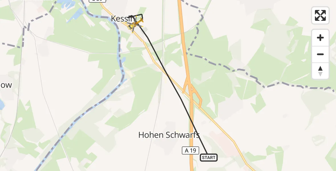 Flugroute Ambulanzhubschrauber Dummerstorf - Dummerstorf, 30 Juli 2026, 16:07