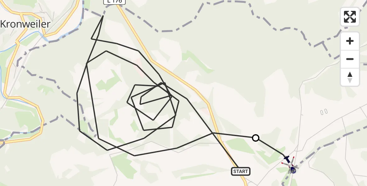 Flugroute Polizeihubschrauber Reichenbach - Baumholder Armee Flugfeld, 30 Juli 2026, 17:27