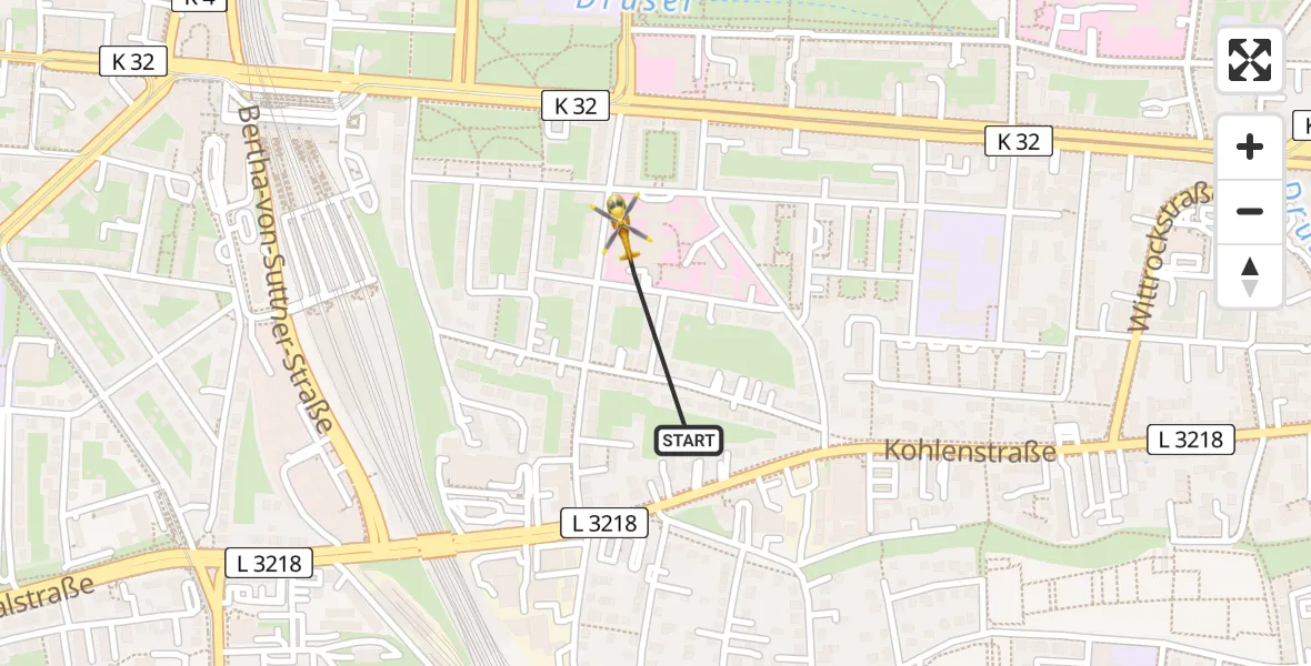 Flugroute Rettungshubschrauber Kassel - Kassel, 30 Juli 2026, 17:39