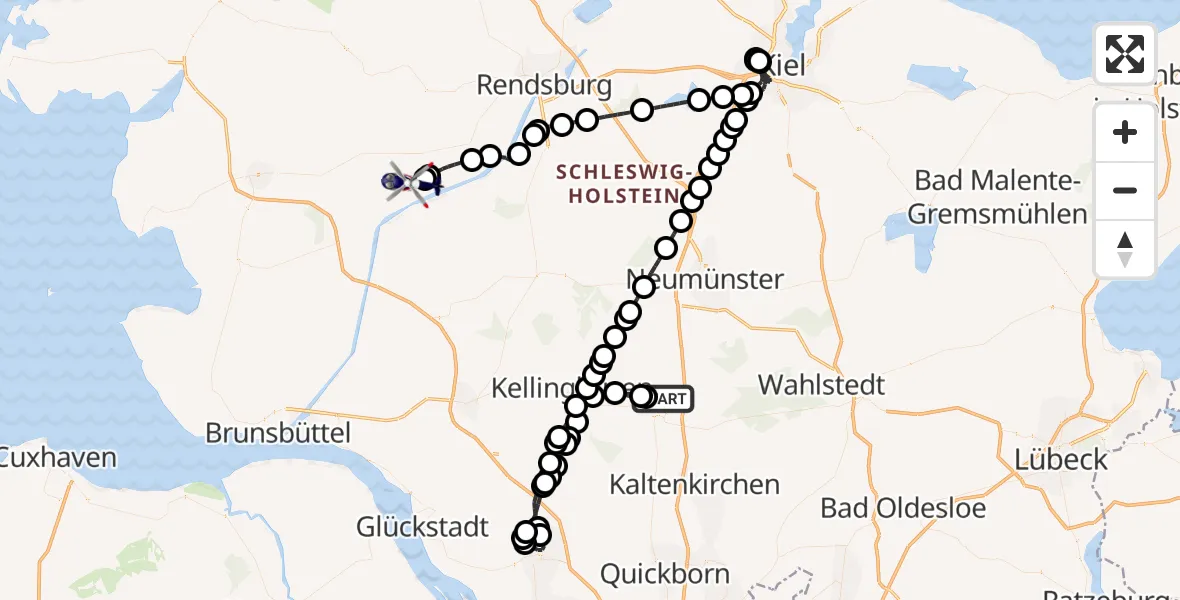 Flugroute Polizeihubschrauber Fuhlendorf - Osterrade, 30 Juli 2026, 18:03
