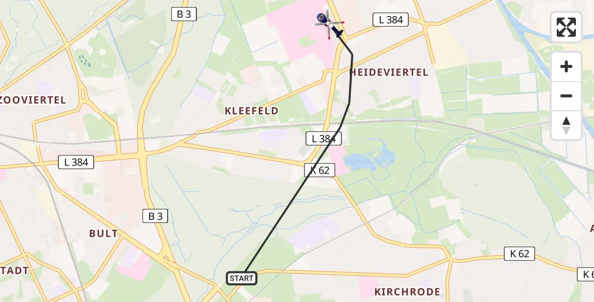 Flugroute Polizeihubschrauber Hannover - Hannover Luftrettung Hubschrauberlandeplatz (Christoph 4), 30 Juli 2026, 18:16