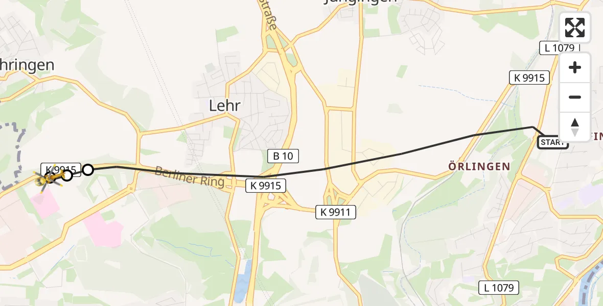 Flugroute Rettungshubschrauber Ulm - ADAC Air Rescue Station Ulm (Christoph 22), 30 Juli 2026, 18:32