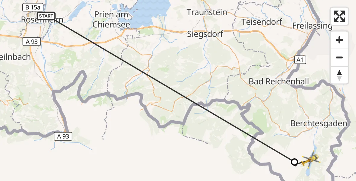 Flugroute Rettungshubschrauber Stephanskirchen - Schönau a.Königssee, 30 Juli 2026, 18:43