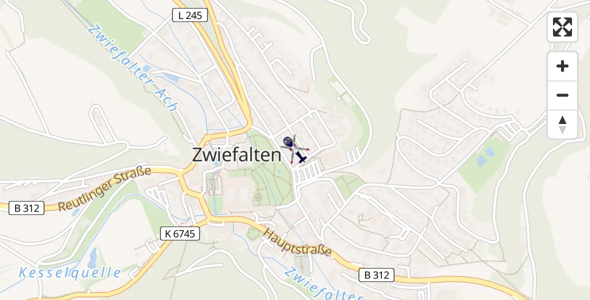 Flugroute Polizeihubschrauber Zwiefalten - Zwiefalten, 30 Juli 2026, 18:54