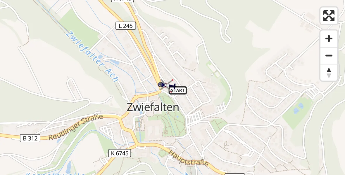 Flugroute Polizeihubschrauber Zwiefalten - Zwiefalten, 30 Juli 2026, 18:58