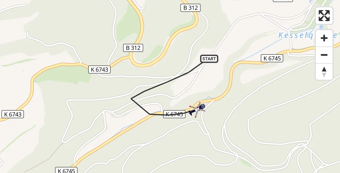 Flugroute Polizeihubschrauber Zwiefalten - Zwiefalten, 30 Juli 2026, 19:02