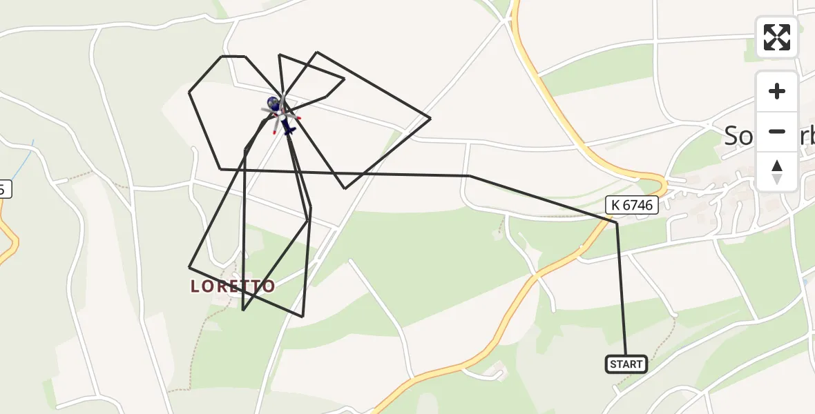 Flugroute Polizeihubschrauber Zwiefalten - Zwiefalten, 30 Juli 2026, 19:26