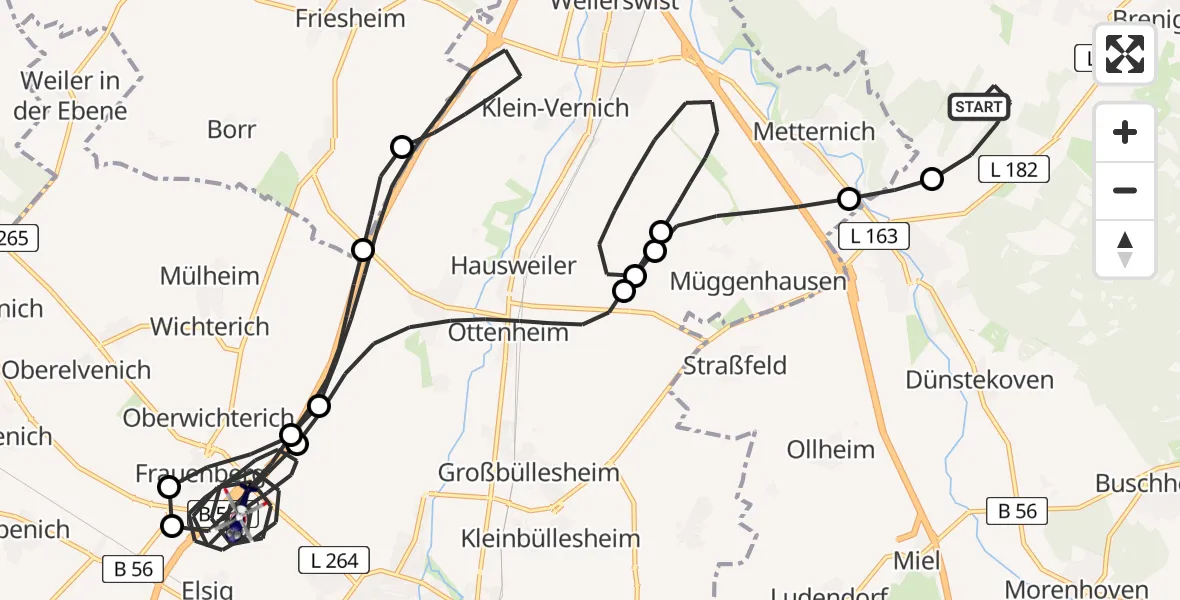 Flugroute Polizeihubschrauber Bornheim - Euskirchen, 30 Juli 2026, 20:14