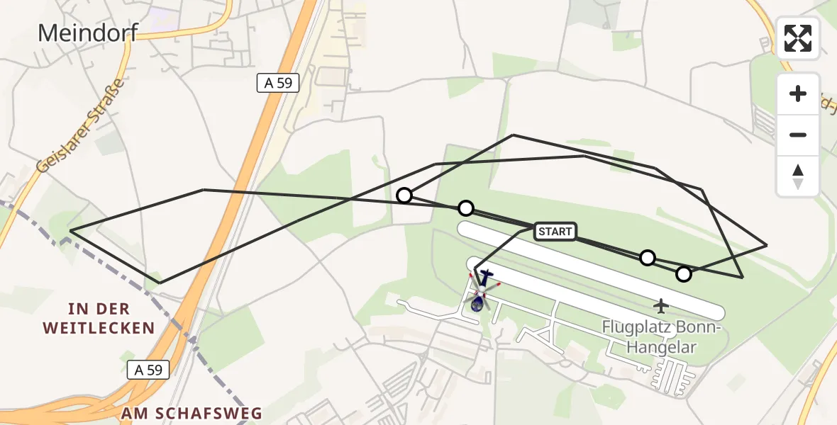 Flugroute Polizeihubschrauber Bonn-Hangelar Flugplatz - Bonn-Hangelar Flugplatz, 31 Juli 2026, 06:39