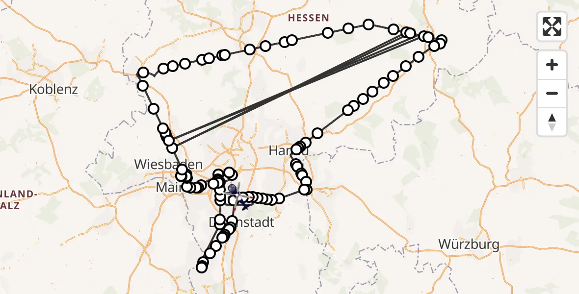 Flugroute Polizeihubschrauber Flughafen Frankfurt-Egelsbach - Flughafen Frankfurt-Egelsbach, 31 Juli 2026, 06:44