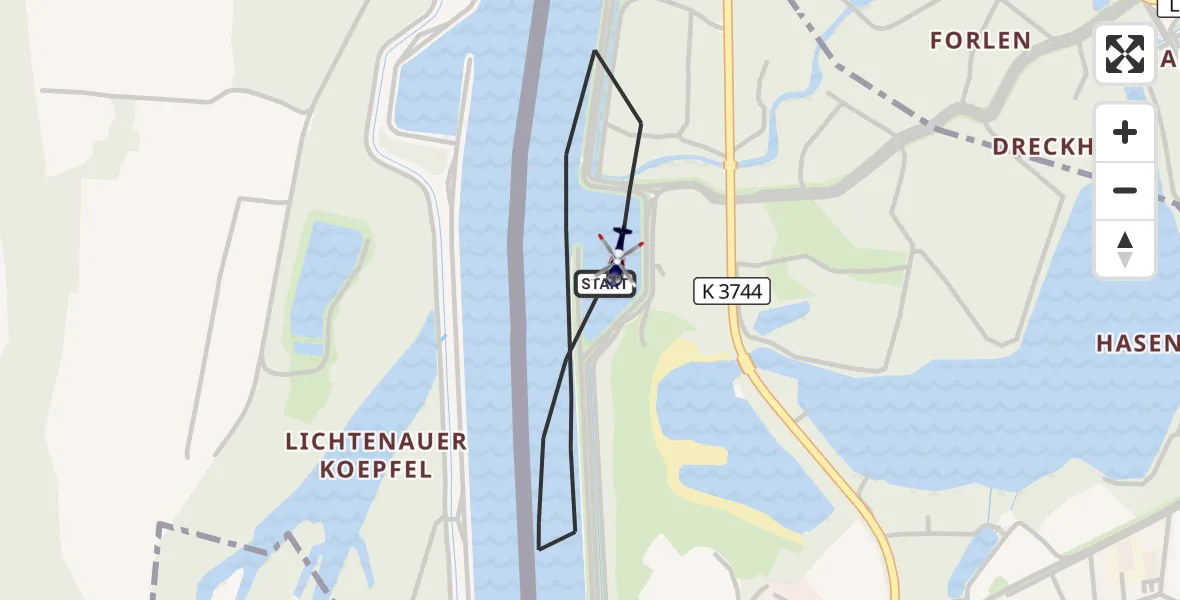 Flugroute Polizeihubschrauber Lichtenau - Lichtenau, 31 Juli 2026, 06:53