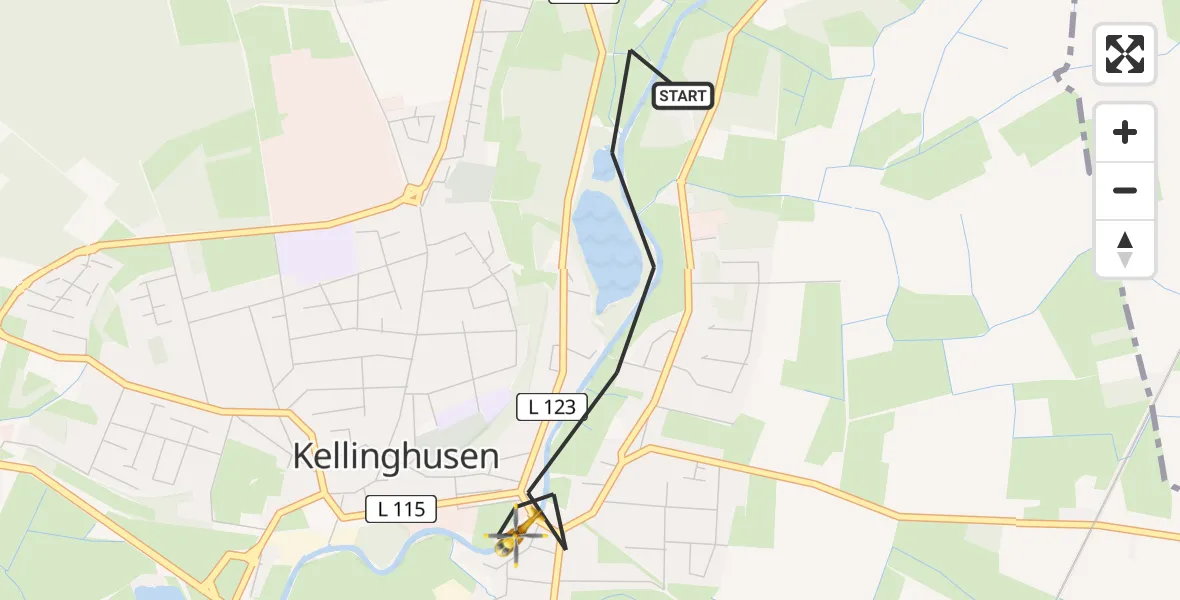 Flugroute Rettungshubschrauber Kellinghusen - Kellinghusen, 31 Juli 2026, 08:10