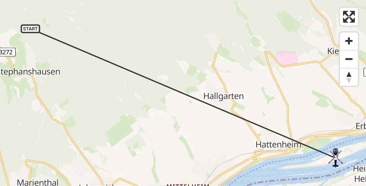 Flugroute Polizeihubschrauber Geisenheim - Eltville am Rhein, 31 Juli 2026, 08:19