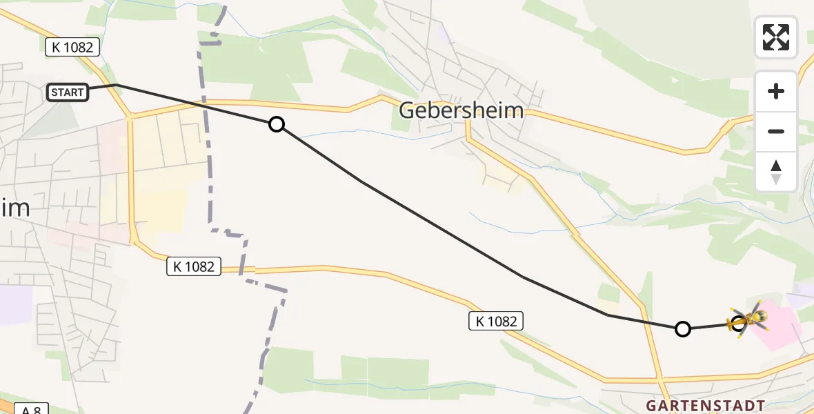 Flugroute Rettungshubschrauber Rutesheim - Leonberg Hospital, 31 Juli 2026, 08:19