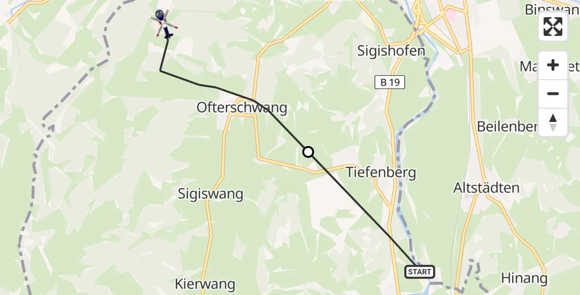 Flugroute Polizeihubschrauber Fischen i.Allgäu - Ofterschwang, 31 Juli 2026, 08:51