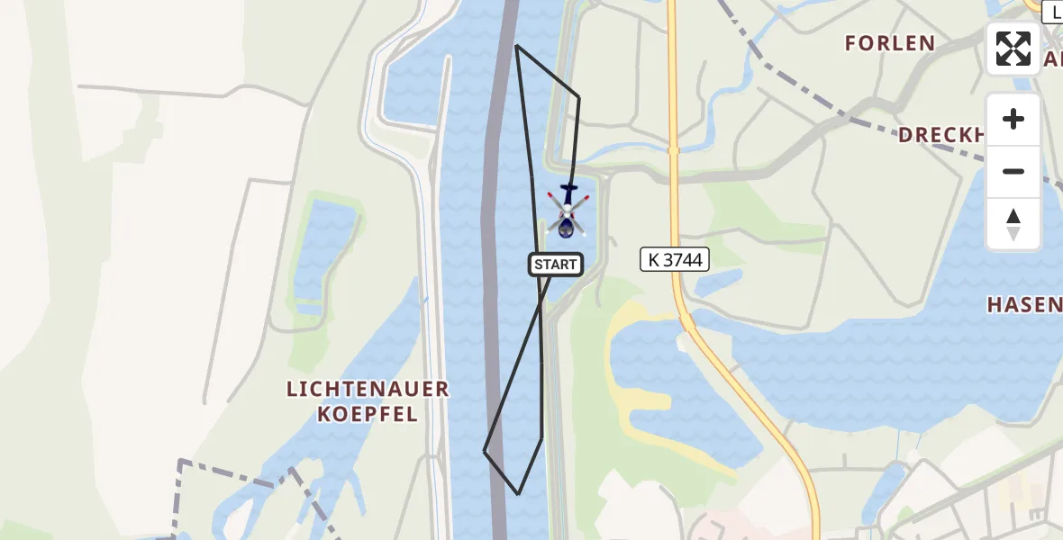 Flugroute Polizeihubschrauber Lichtenau - Lichtenau, 31 Juli 2026, 09:02
