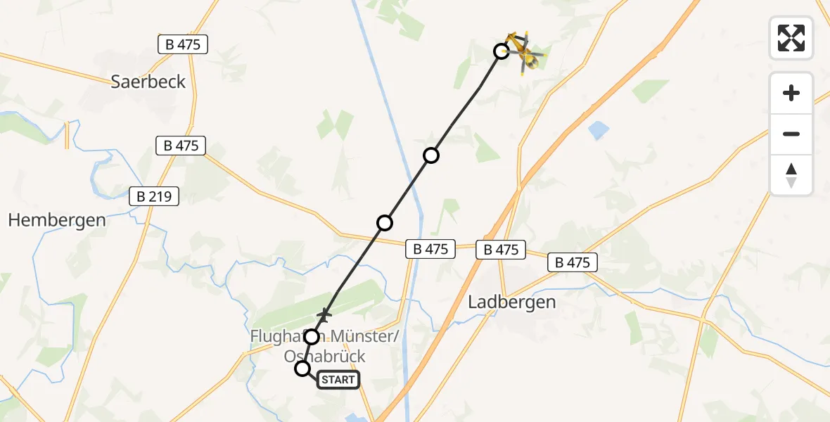 Flugroute Ambulanzhubschrauber Christoph  Westfalen-ADAC - Lengerich, 31 Juli 2026, 11:11