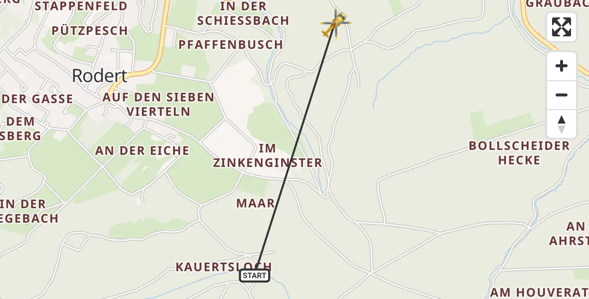 Flugroute Ambulanzhubschrauber Bad Münstereifel - Bad Münstereifel, 31 Juli 2026, 11:52