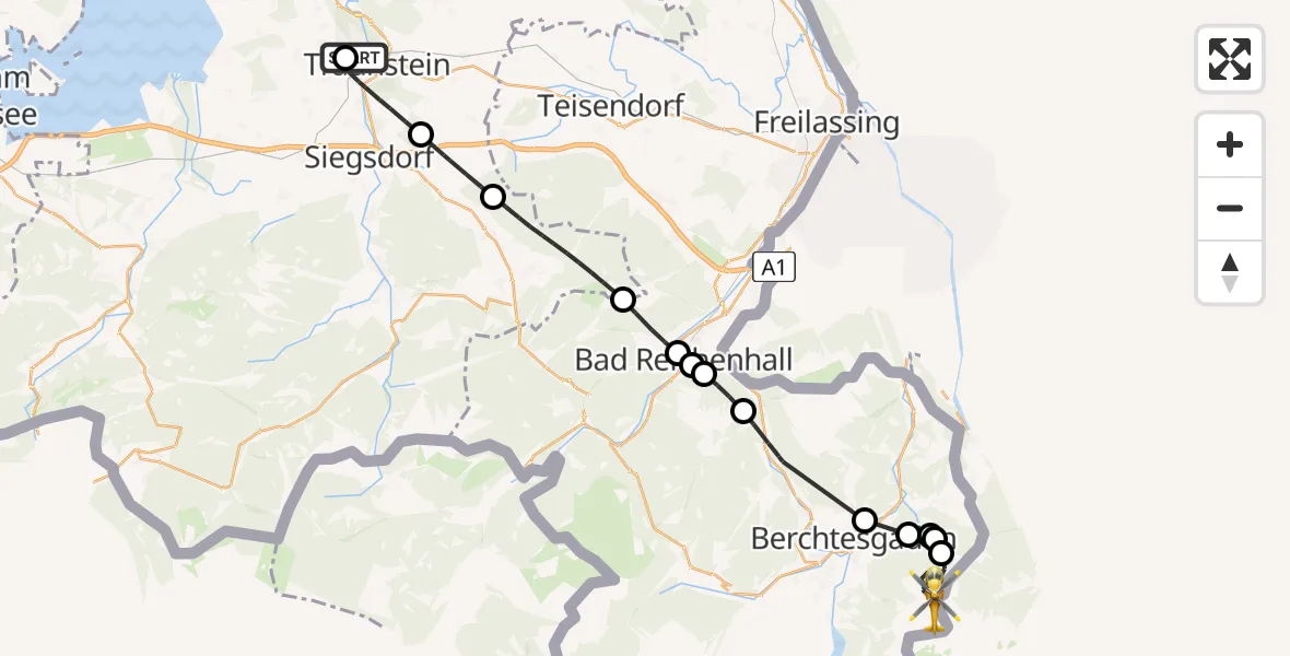 Flugroute Rettungshubschrauber Traunstein Hospital - Eck, 31 Juli 2026, 13:58