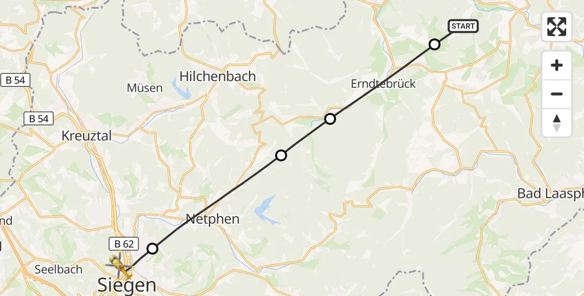 Flugroute Rettungshubschrauber Bad Berleburg - Siegen, 31 Juli 2026, 14:06