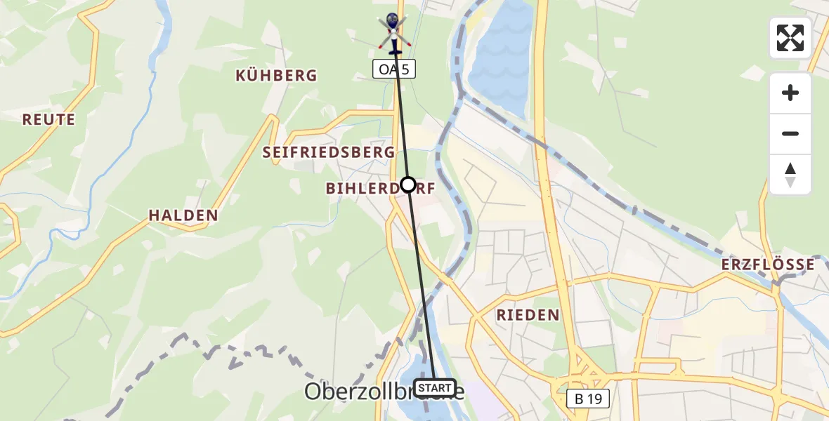 Flugroute Polizeihubschrauber Ofterschwang - Blaichach, 31 Juli 2026, 14:19