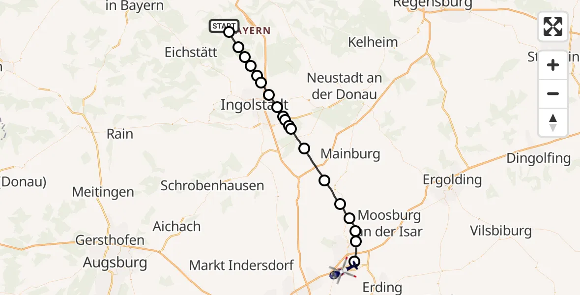 Flugroute Polizeihubschrauber Kipfenberg - München Flughafen, 31 Juli 2026, 15:08