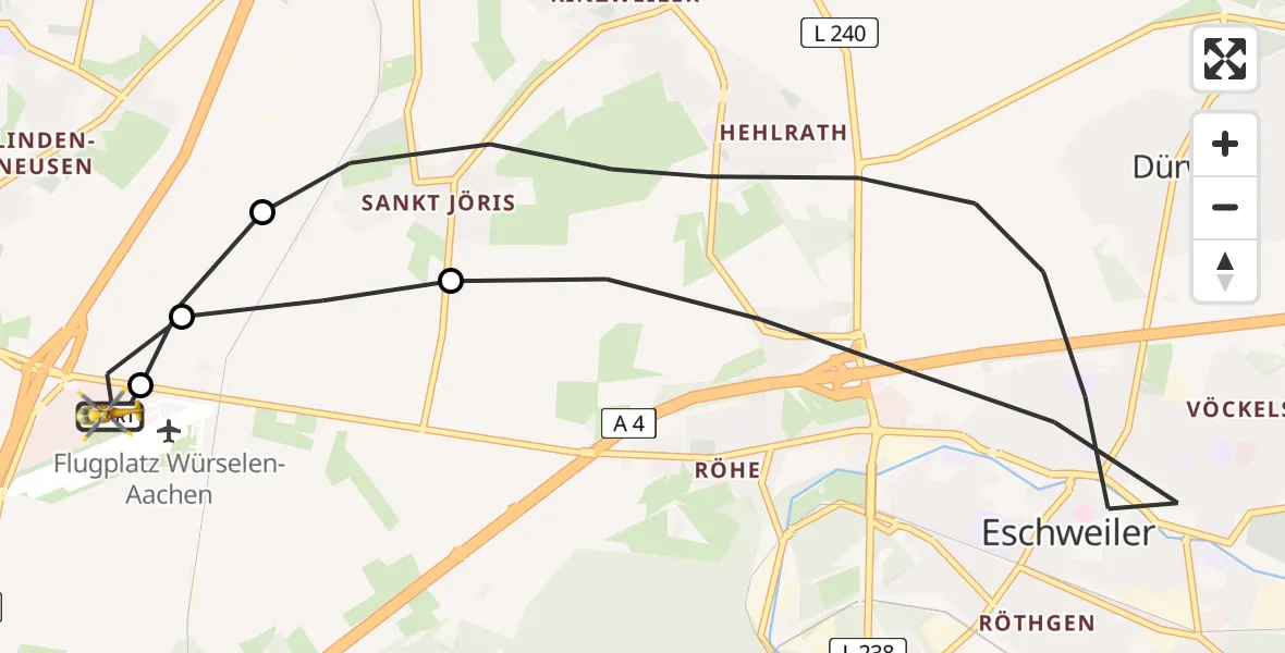 Flugroute Rettungshubschrauber Aachen-Merzbrück Flughafen - Aachen-Merzbrück Flughafen, 31 Juli 2026, 15:42