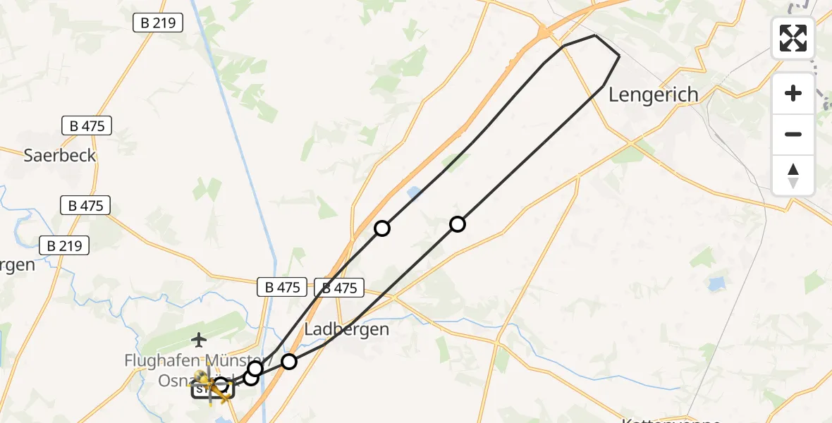 Flugroute Ambulanzhubschrauber Christoph  Westfalen-ADAC - Christoph  Westfalen-ADAC, 31 Juli 2026, 15:52