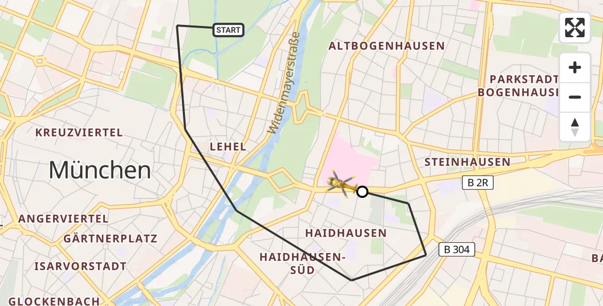 Flugroute Rettungshubschrauber München - Rechts der Isar University Hospital, 31 Juli 2026, 16:22