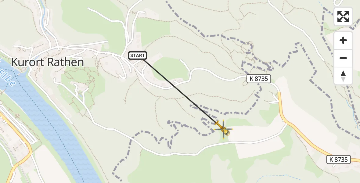 Flugroute Rettungshubschrauber Rathen - Bad Schandau, 31 Juli 2026, 16:48