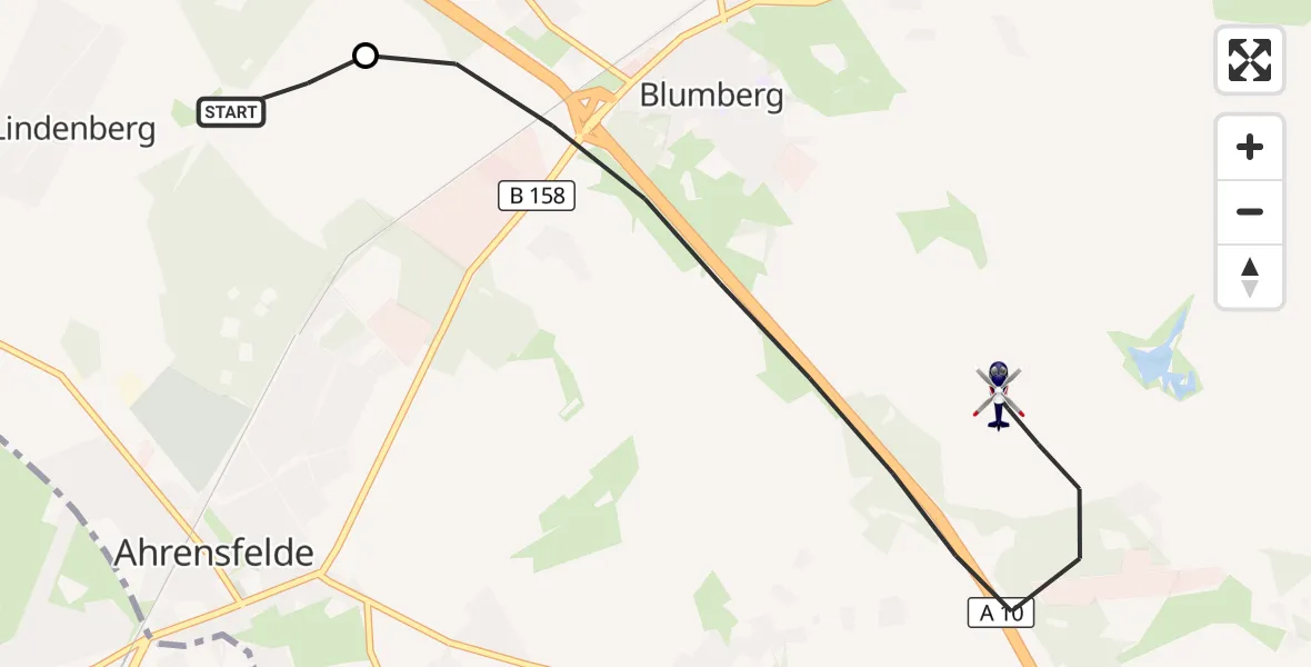 Flugroute Polizeihubschrauber Ahrensfelde Hubschrauberlandeplatz - Ahrensfelde, 31 Juli 2026, 17:08
