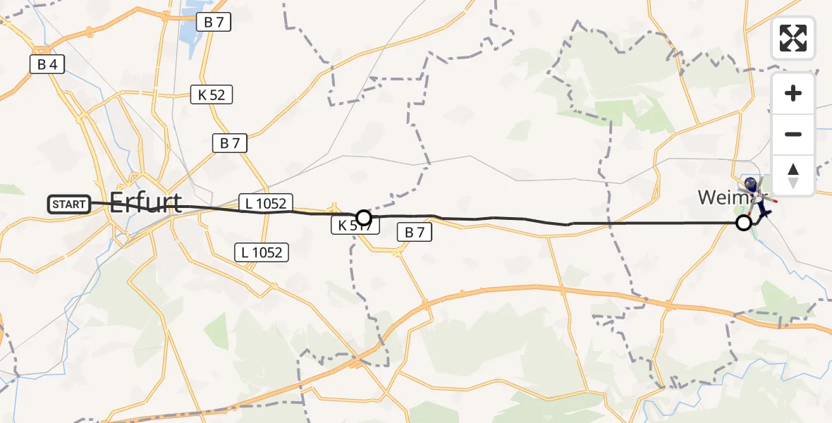Flugroute Polizeihubschrauber Erfurt - Weimar, 31 Juli 2026, 17:19