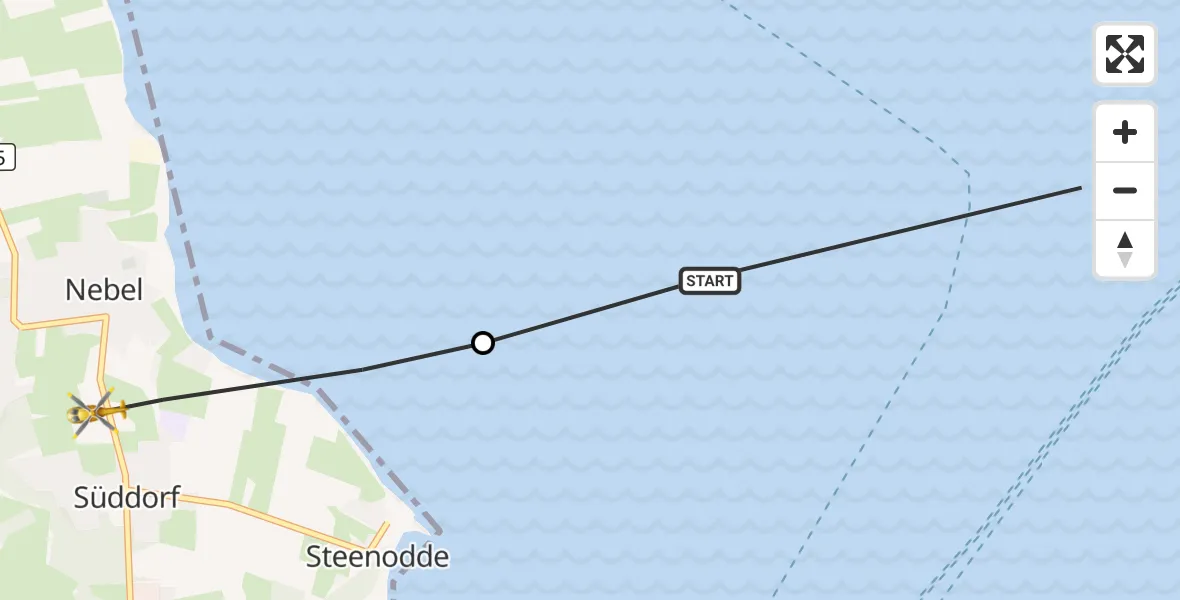 Flugroute Ambulanzhubschrauber Wittdün auf Amrum - Nebel, 31 Juli 2026, 18:06