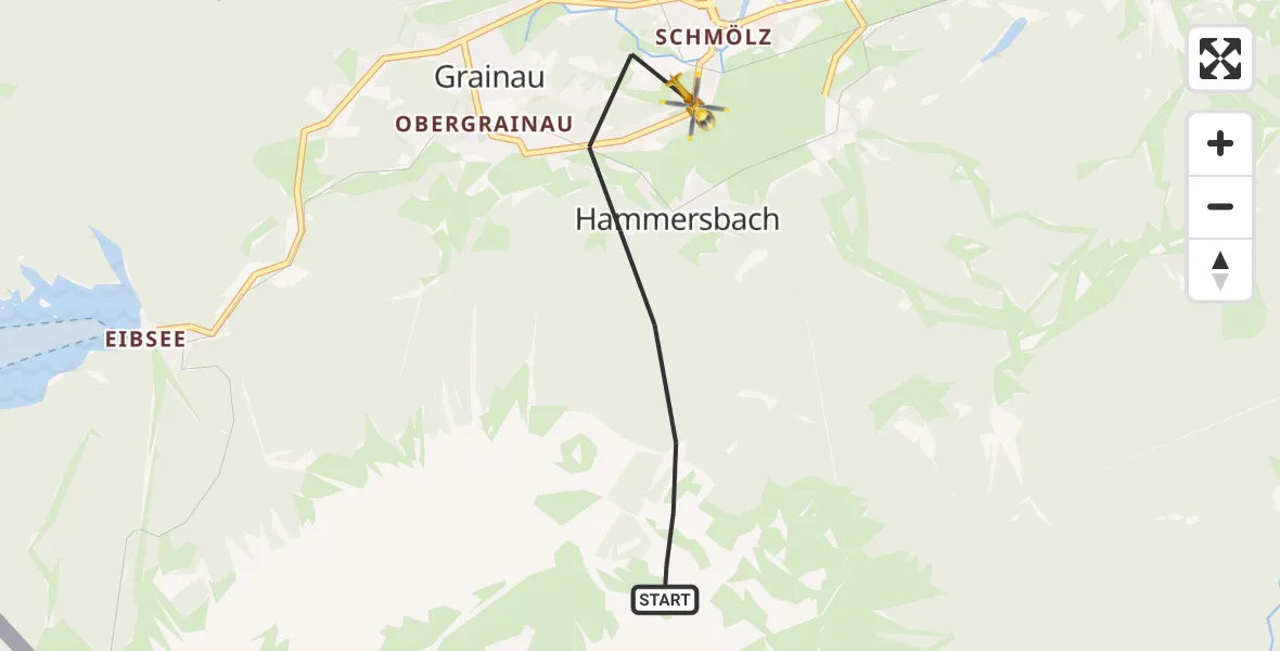 Flugroute Rettungshubschrauber Grainau - Grainau, 31 Juli 2026, 18:11