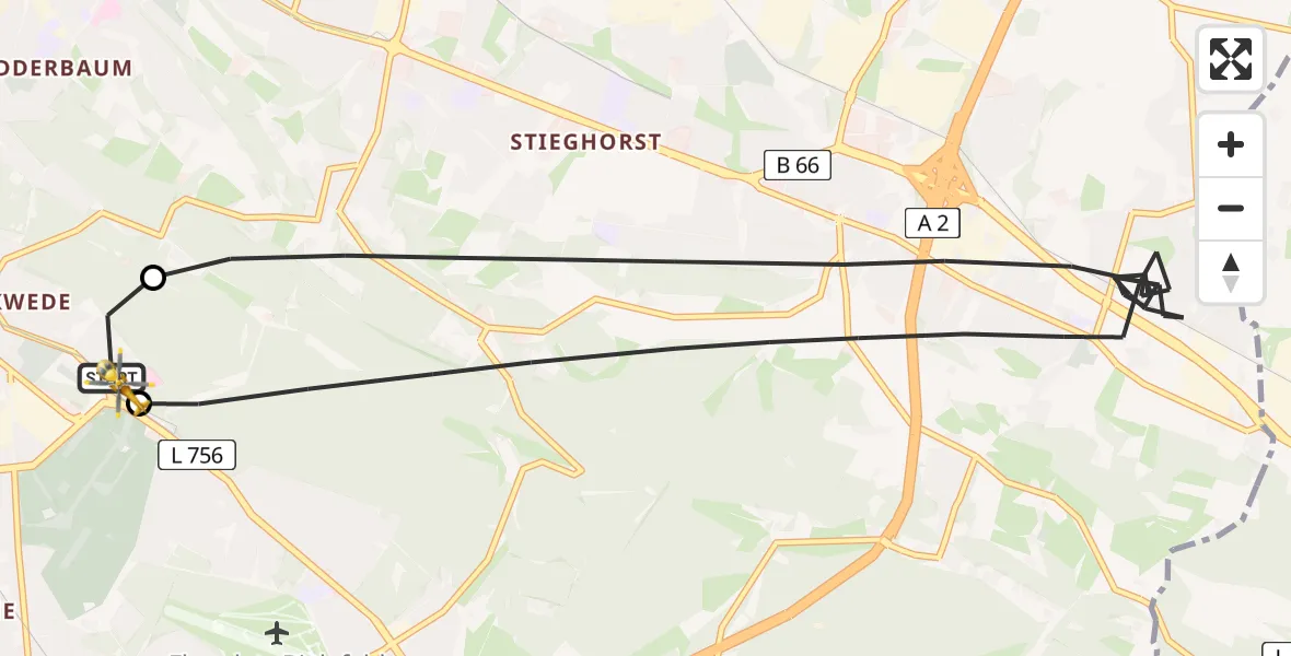 Flugroute Rettungshubschrauber Luftrettungszentrum Bielefeld - Luftrettungszentrum Bielefeld, 31 Juli 2026, 19:18