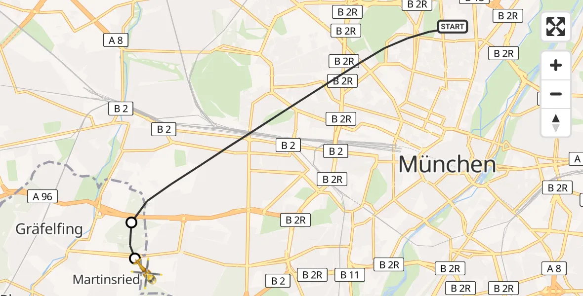 Flugroute Rettungshubschrauber München - DRF Air Rescue München Hubschrauberlandeplatz, 31 Juli 2026, 20:39