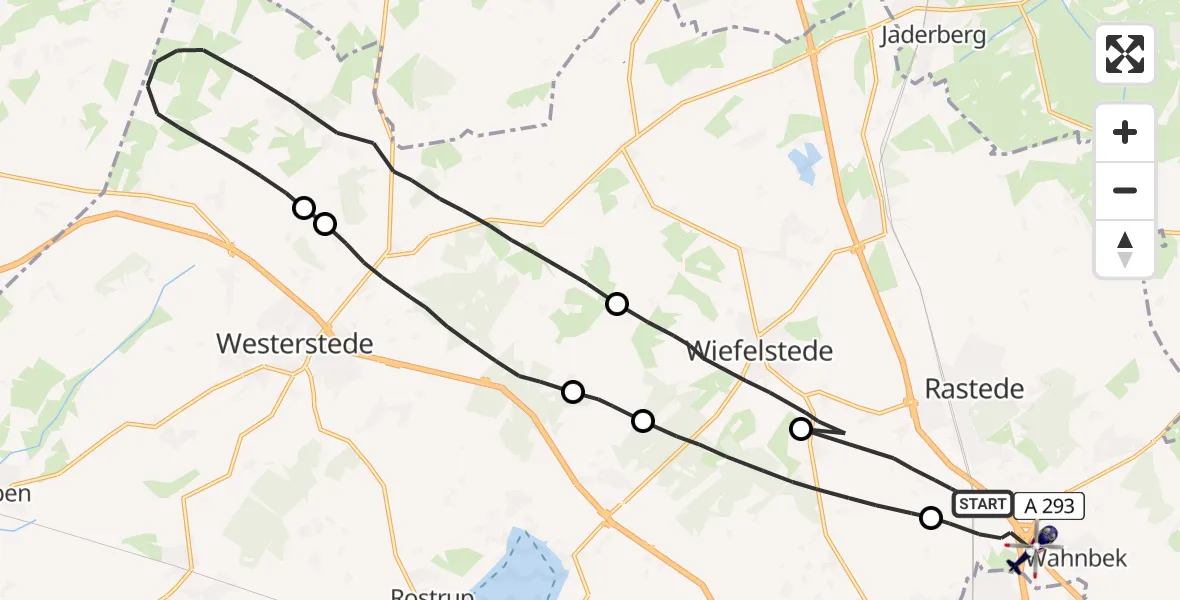 Flugroute Polizeihubschrauber Rastede - Rastede, 31 Juli 2026, 22:08