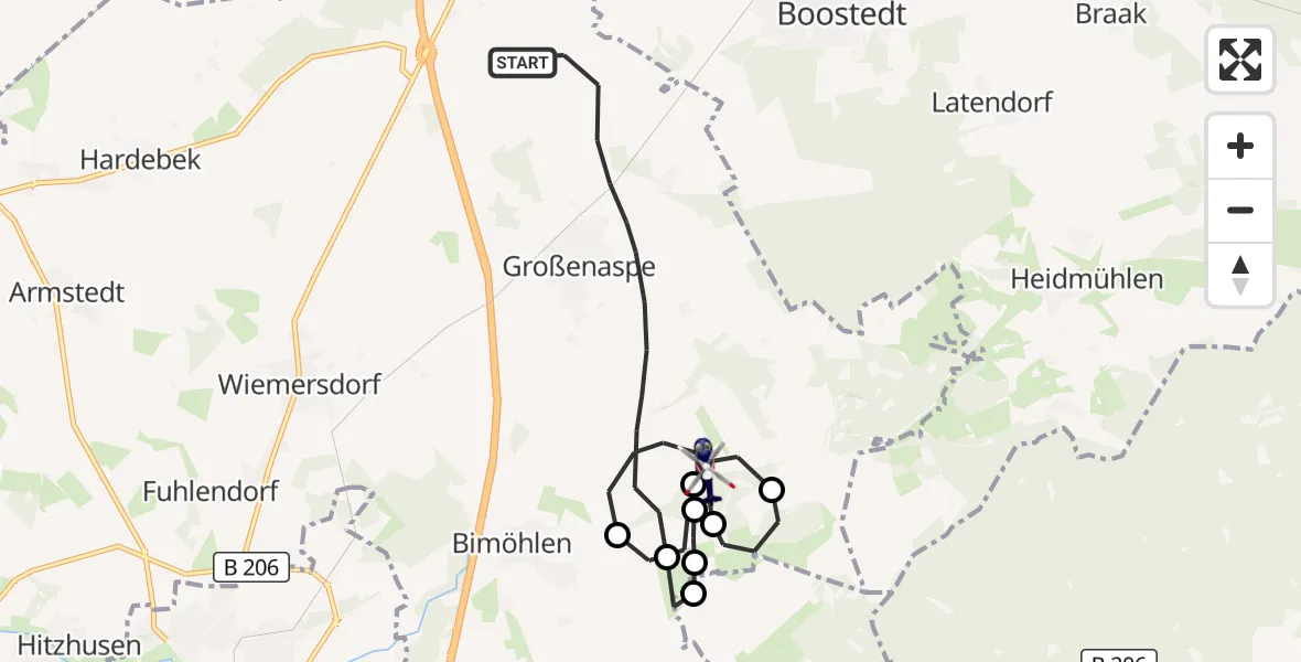 Flugroute Polizeihubschrauber Großenaspe - Großenaspe, 31 Juli 2026, 22:31