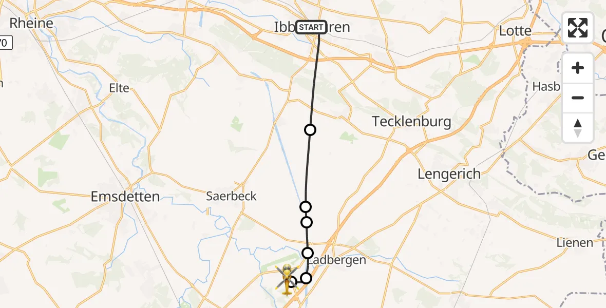 Flugroute Ambulanzhubschrauber Ibbenbüren - Christoph  Westfalen-ADAC, 31 Juli 2026, 22:38