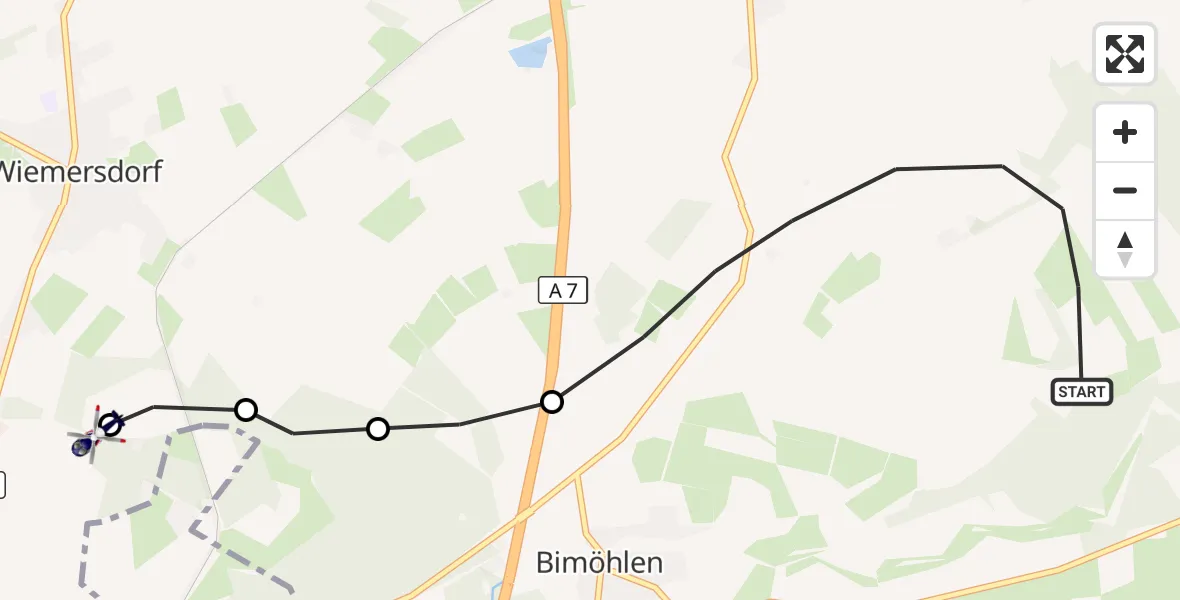 Flugroute Polizeihubschrauber Großenaspe - Bad Bramstedt Hubschrauberlandeplatz, 31 Juli 2026, 22:41