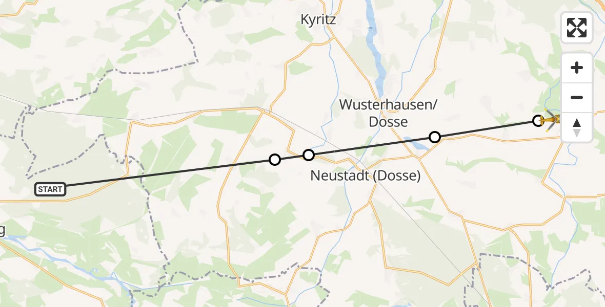 Flugroute Rettungshubschrauber Havelberg - Temnitztal, 01 August 2026, 08:15