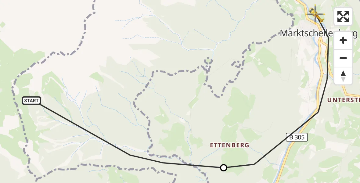 Flugroute Rettungshubschrauber Schellenberger Forst - Marktschellenberg, 01 August 2026, 08:41