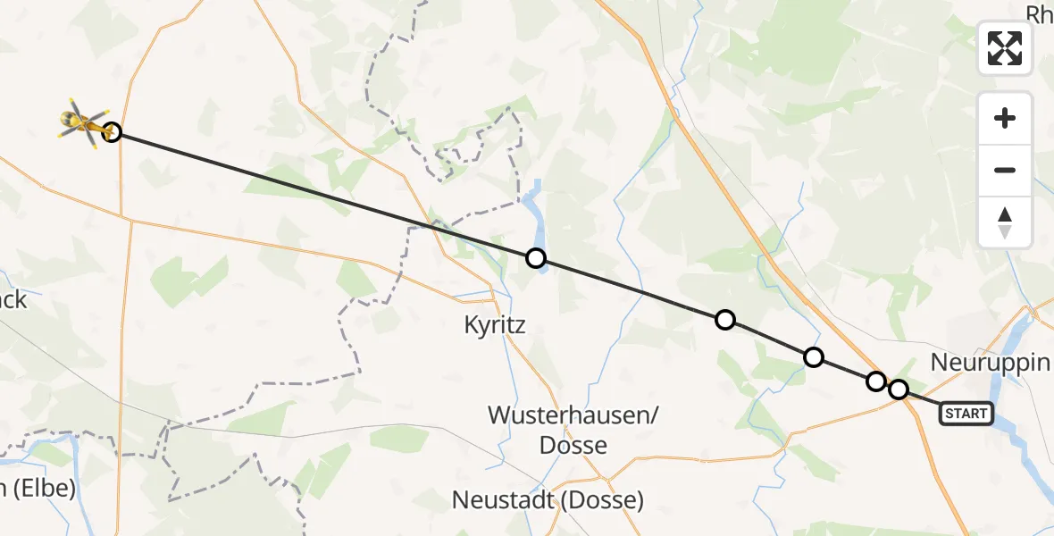 Flugroute Rettungshubschrauber Neuruppin - Plattenburg, 01 August 2026, 09:04