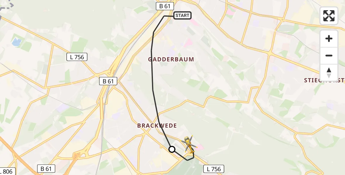 Flugroute Rettungshubschrauber Bielefeld - Luftrettungszentrum Bielefeld, 01 August 2026, 09:24