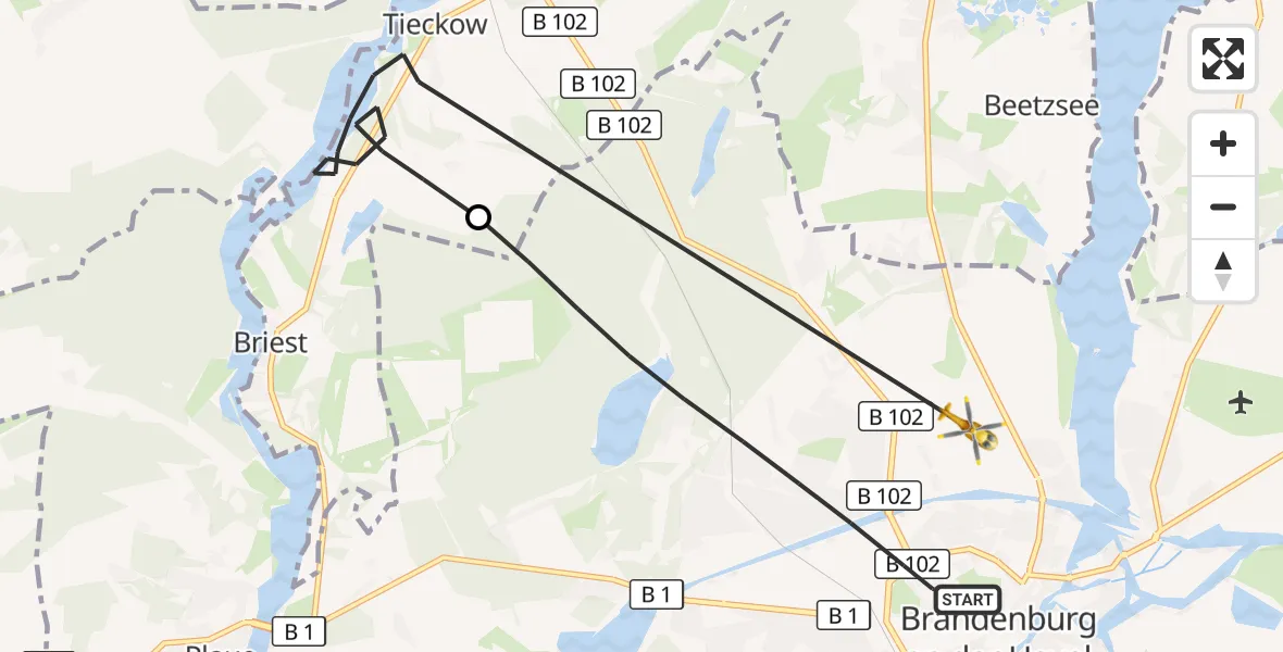 Flugroute Rettungshubschrauber Brandenburg an der Havel - Brandenburg an der Havel, 01 August 2026, 09:32
