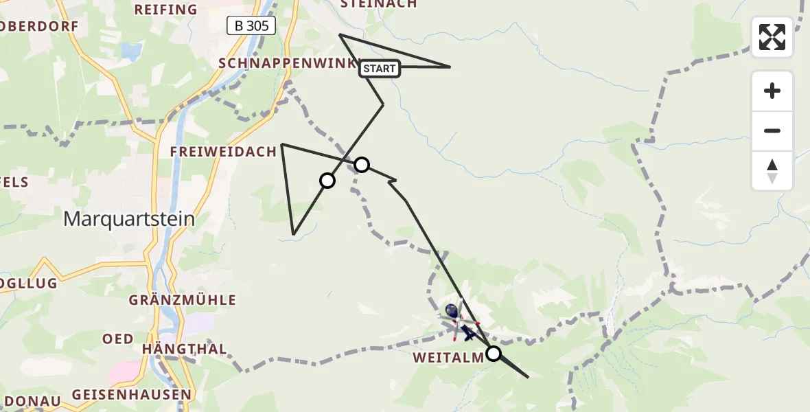 Flugroute Polizeihubschrauber Staudach-Egerndach - Staudach-Egerndach, 01 August 2026, 09:37