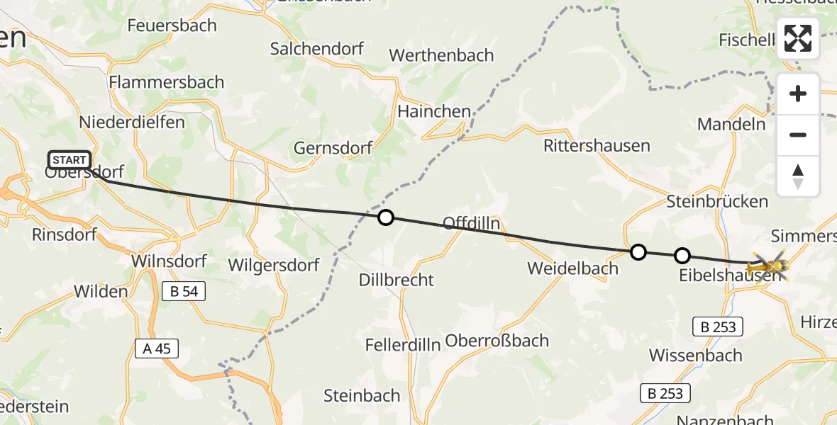Flugroute Rettungshubschrauber Wilnsdorf - Eschenburg, 01 August 2026, 09:57