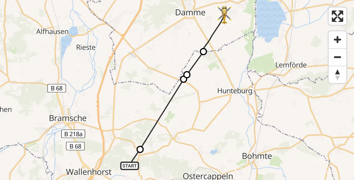 Flugroute Rettungshubschrauber Wallenhorst - Damme, 01 August 2026, 11:05