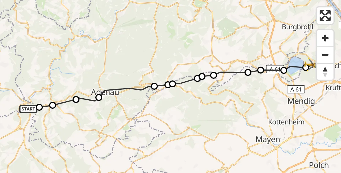 Flugroute Ambulanzhubschrauber Blankenheim - Nickenich, 01 August 2026, 12:05